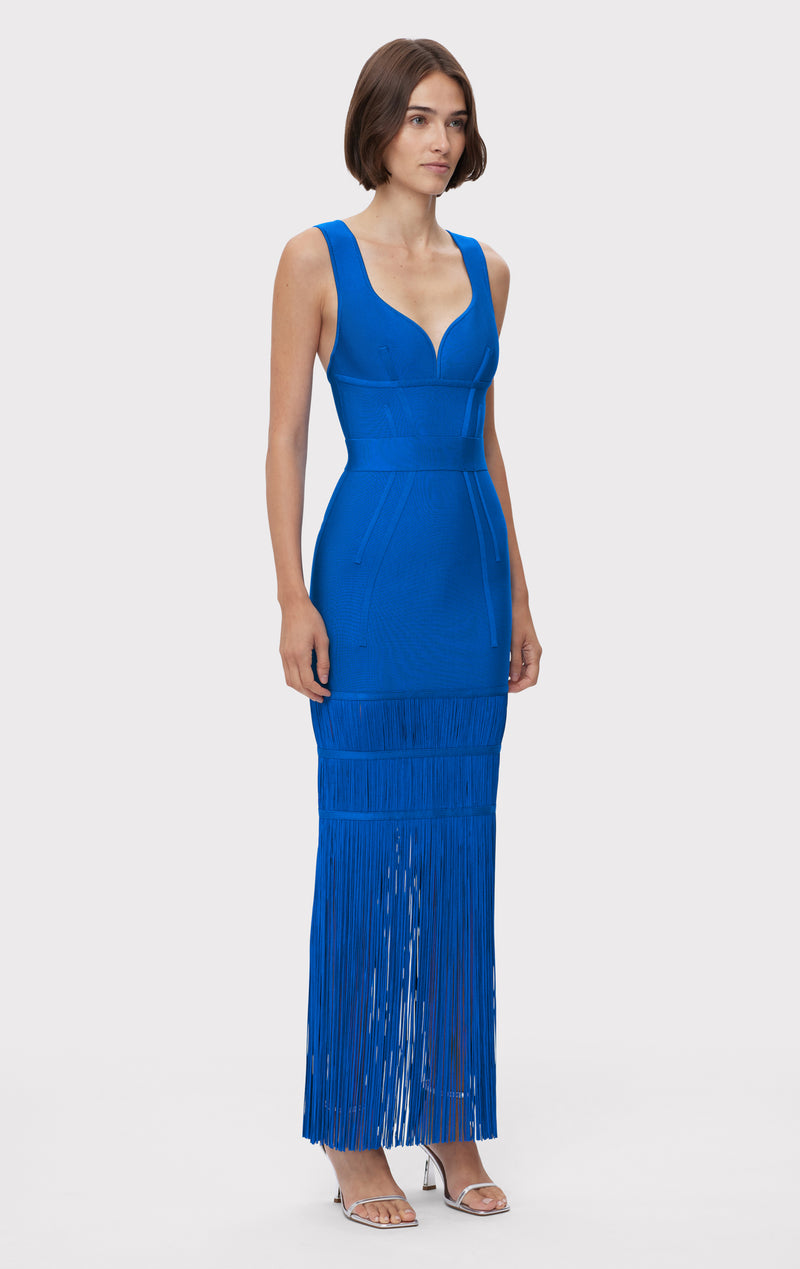 SWEETHEART FRINGE S/L GOWN