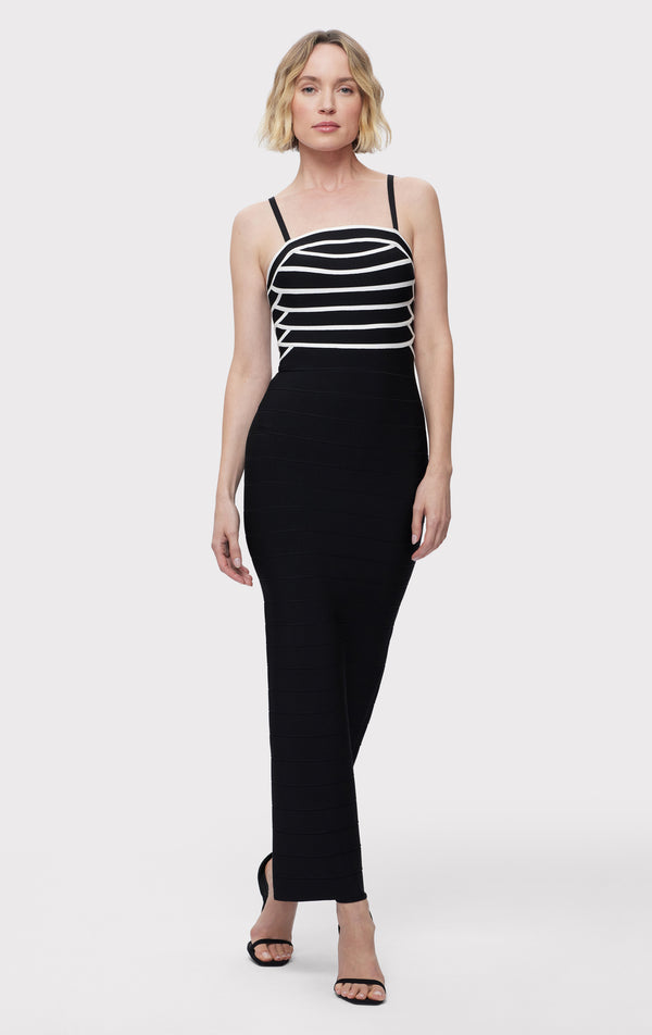 STRIPED BANDAGE S/L GOWN