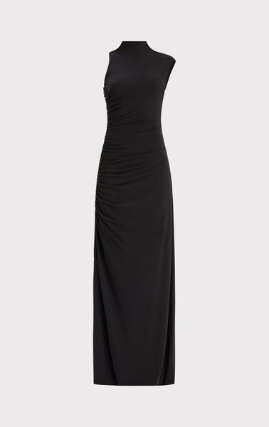 RUCHED JERSEY S/L GOWN WITH