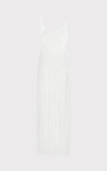 STRAPPY OTTOMAN FRINGE GOWN