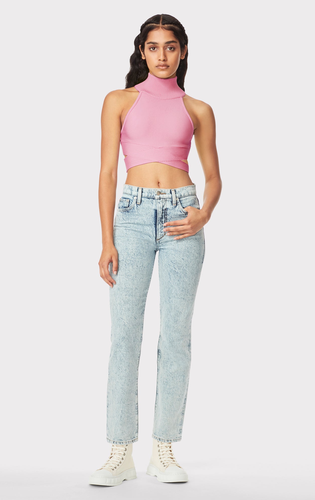 HALTER HIGH NECK CROP TOP – HERVÉ LÉGER