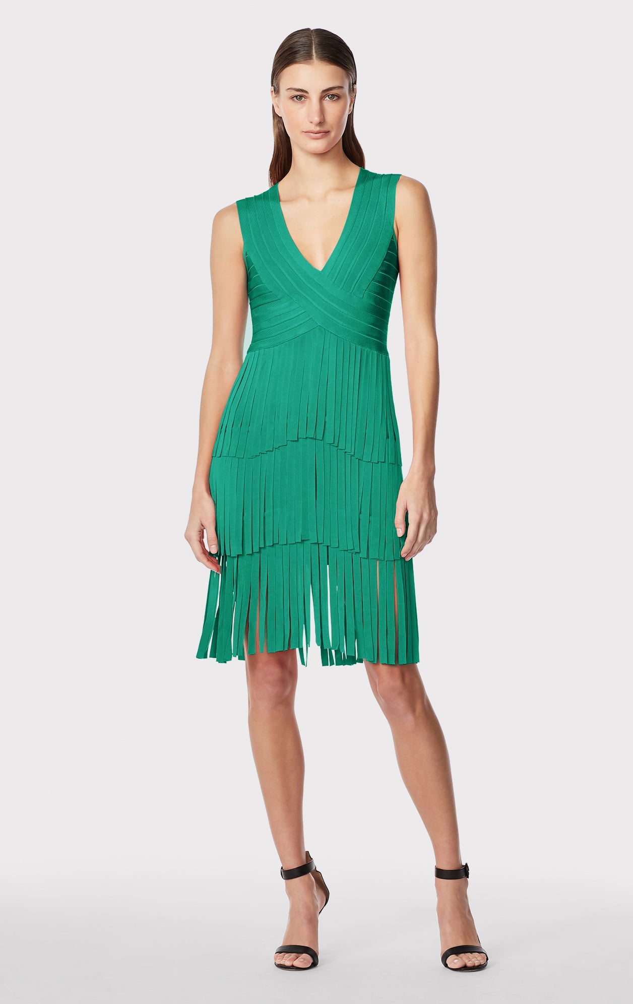 V NECK FRINGED MIDI DRESS HERV LGER V NECK FRINGED MIDI DRESS HERV LGER