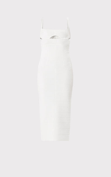 TEXTURED SHEER CUT OUT MIDI DRESS