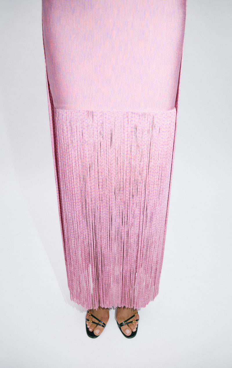 herve leger pink fringe dress Herve Leger