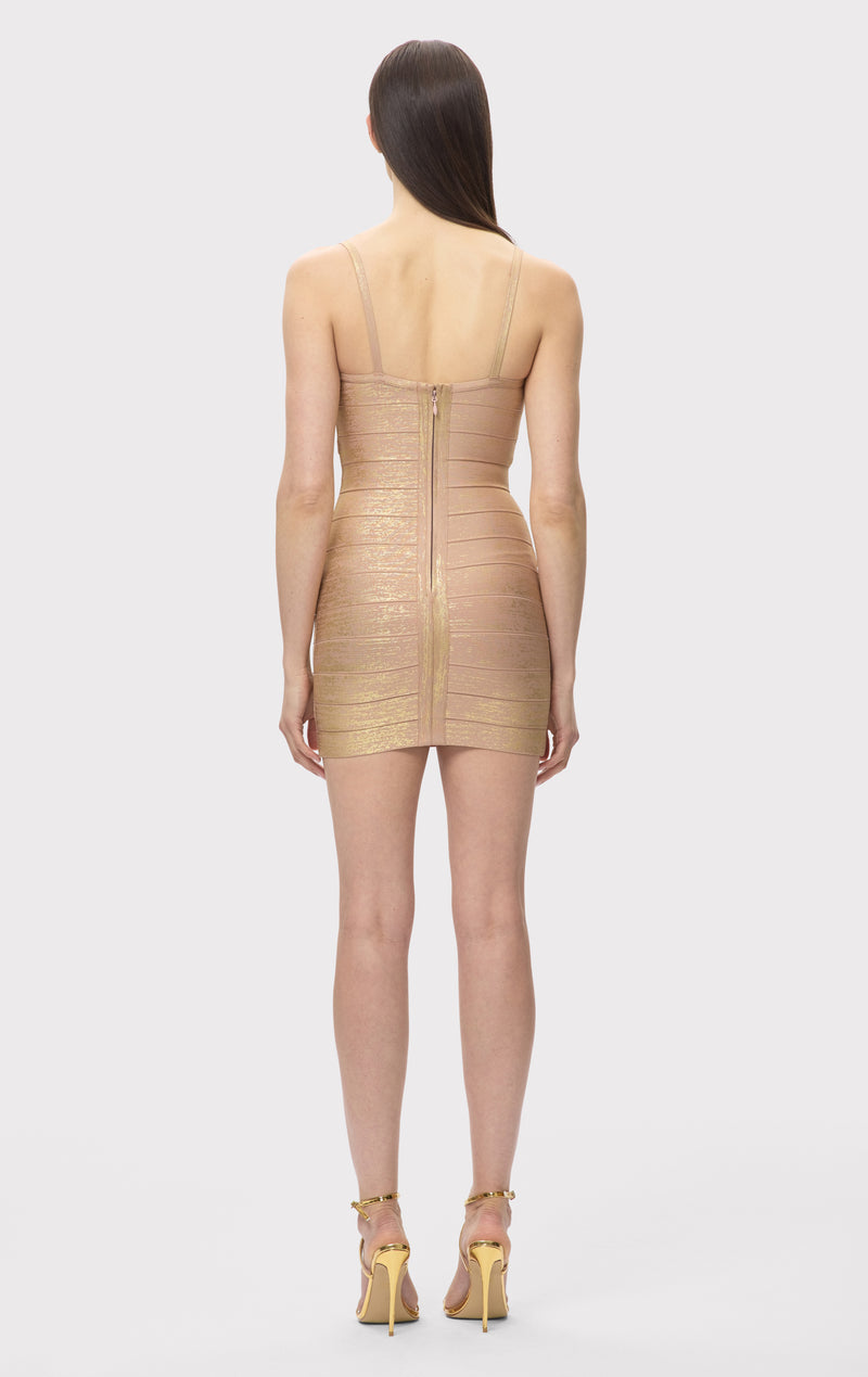 gold metallic party dress THE AFTER – HERVÉ LÉGER Season:F26