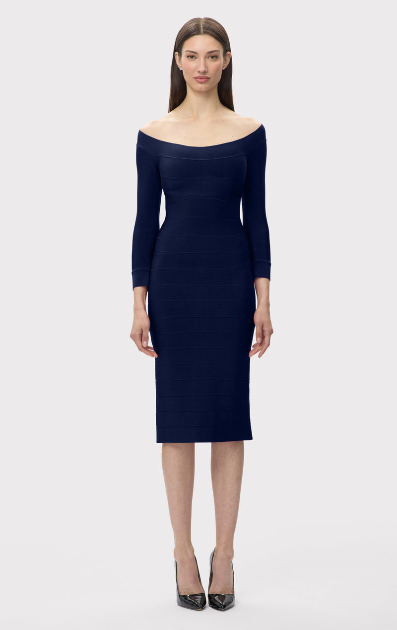 ICON SCOOP NECK MIDI DRESS – HERVÉ LÉGER