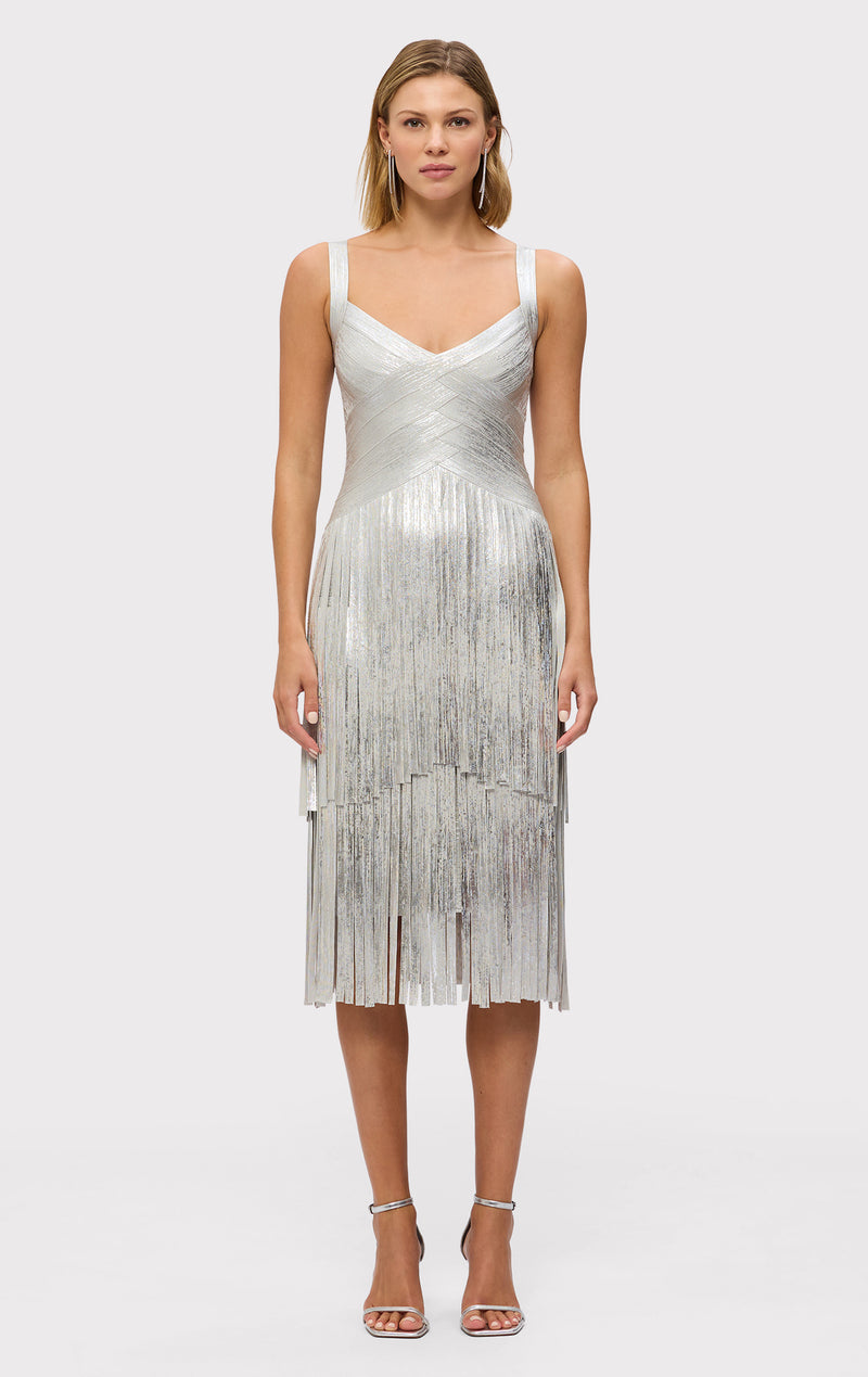 herve leger bandage dress silver THE AVERY DRESS HERV LGER