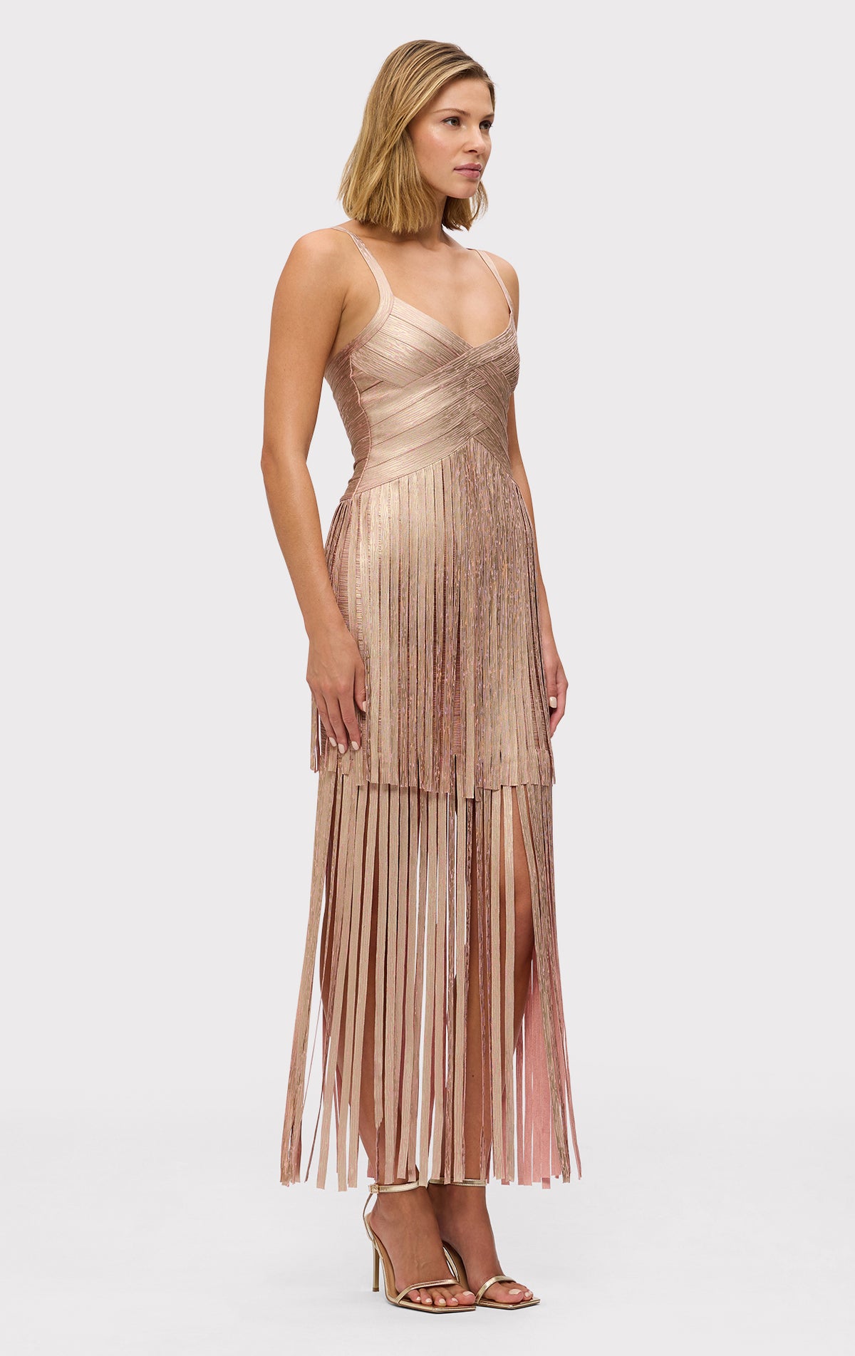 THE METALLIC VIVIENNE GOWN – HERVÉ LÉGER