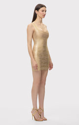 herve leger dress gold THE METALLIC SANDRA HERV LGER Cap sleeves The Metallic Gabriella Dress -