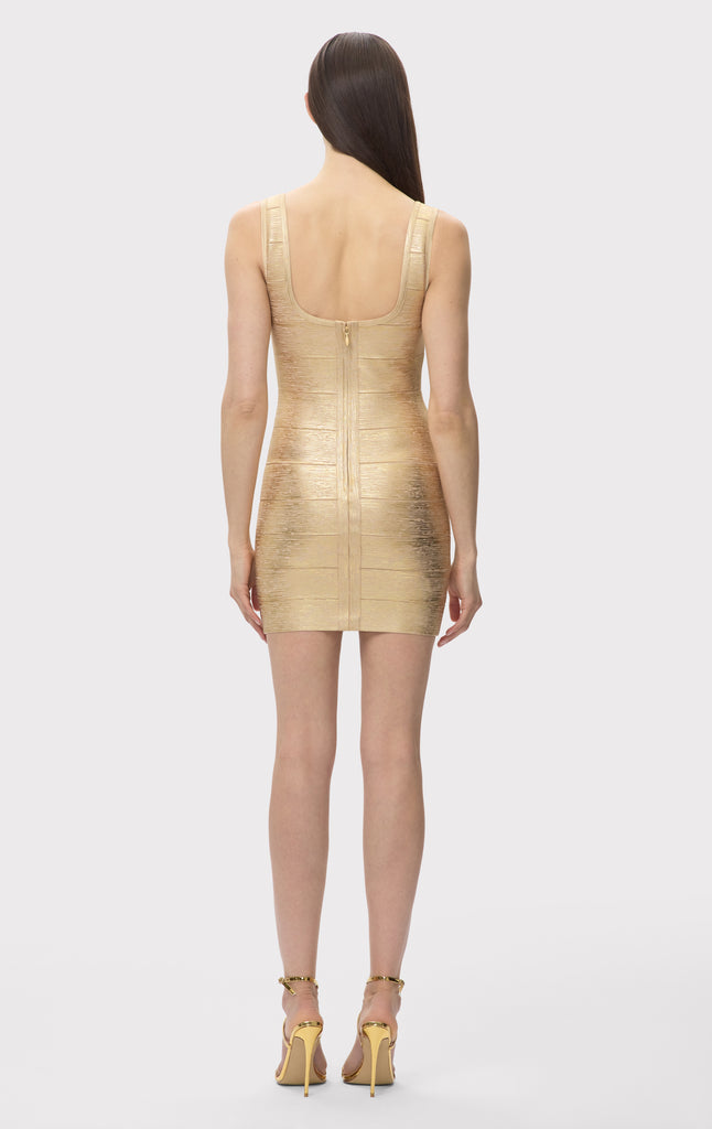 The Metallic Gabriella Dress Gold Foil / S