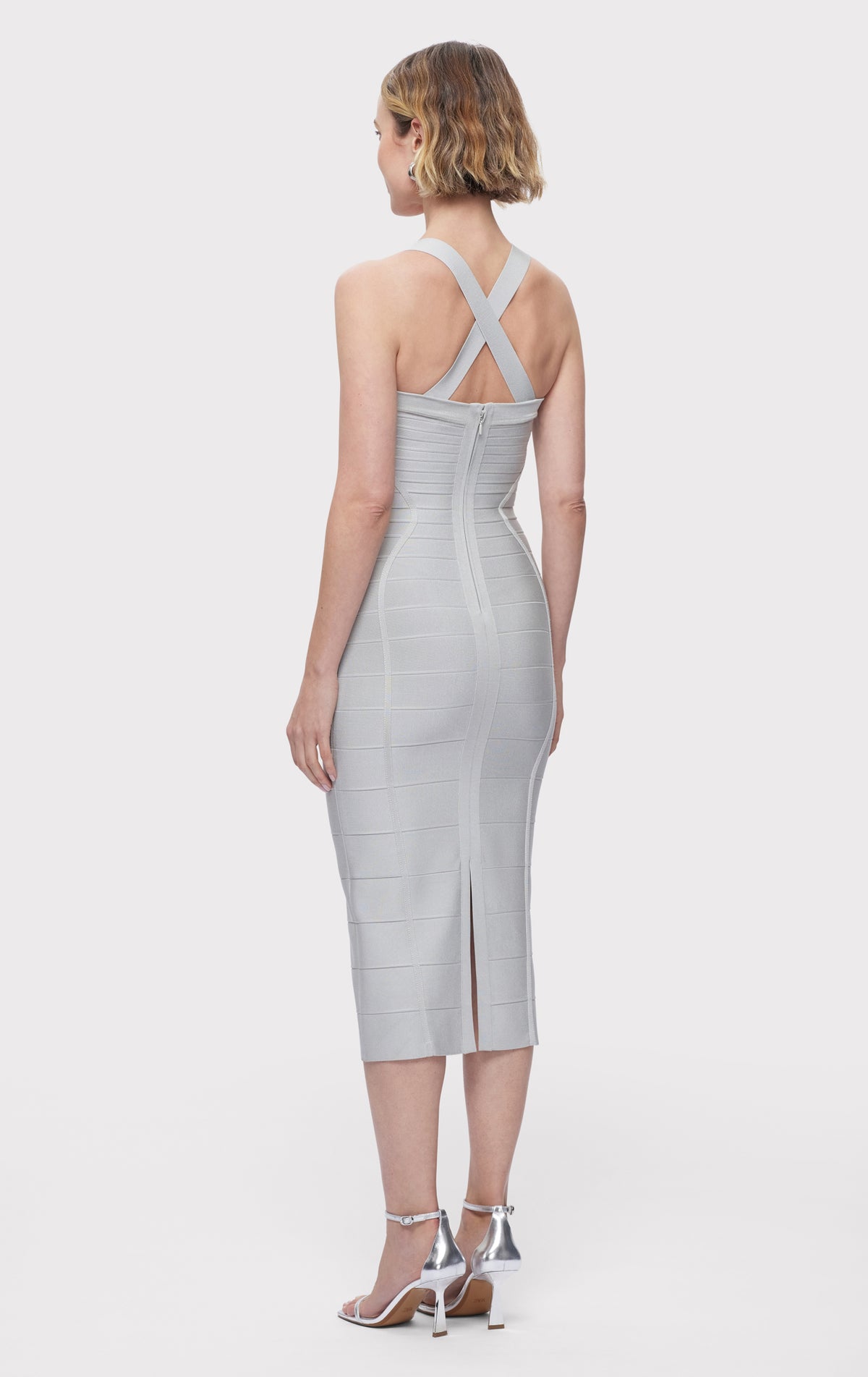 S/L CROSS BACK BANDAGE MIDI DRESS – HERVÉ LÉGER