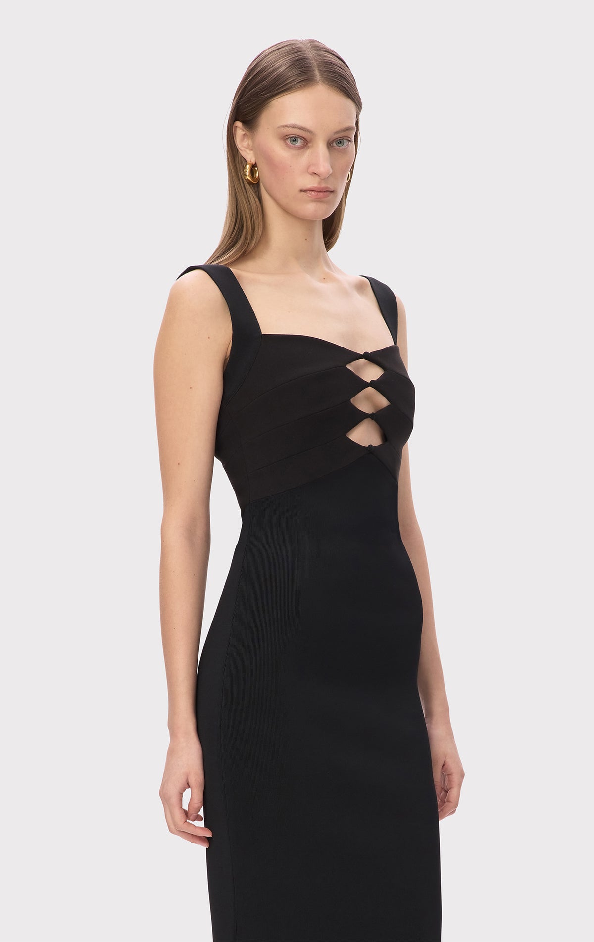 herve leger black dress THE ALESSIA GOWN – HERVÉ LÉGER