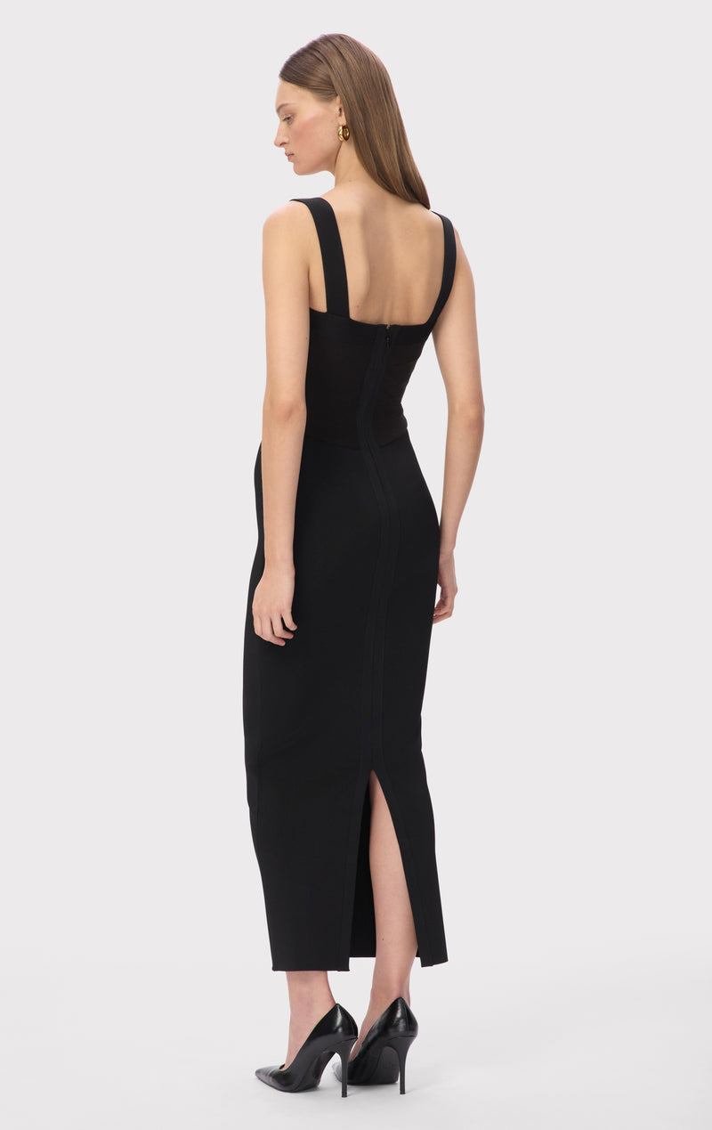 herve leger long black dress Herve Leger Bateau Neckline Long Dress - Black Dresses, Clothing - HEV102148