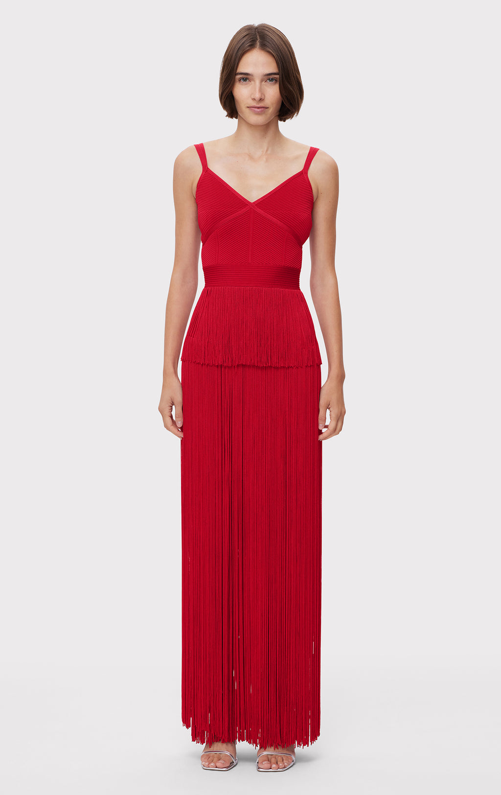 ICON STRAPPY OTTOMAN FRINGE GOWN – HERVÉ LÉGER