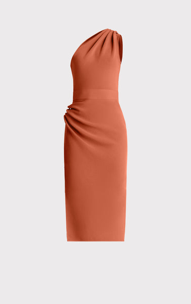 DRAPED MILANO MIDI DRESS W/ HARDWARE