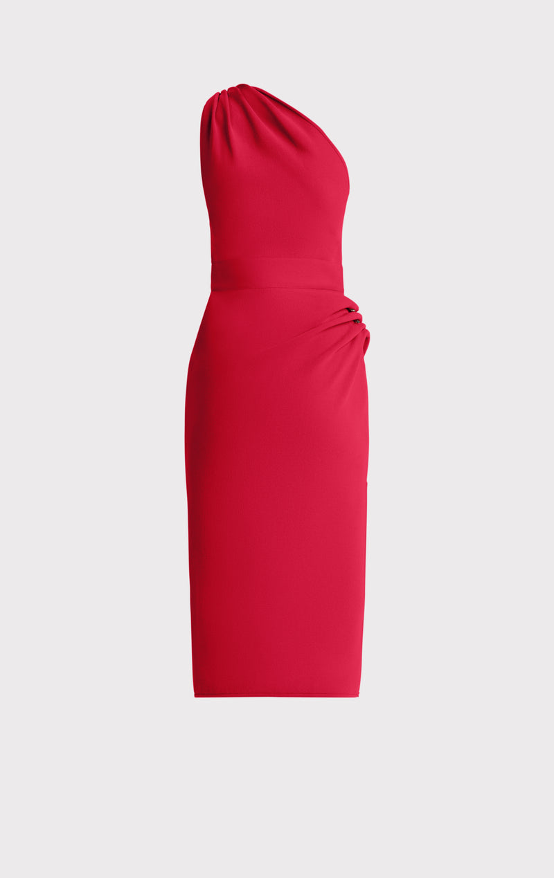 DRAPED MILANO MIDI DRESS W/ HARDWARE