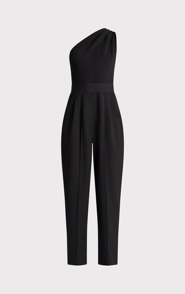 DRAPED MILANO ONE SHOULDER JUMPSUIT