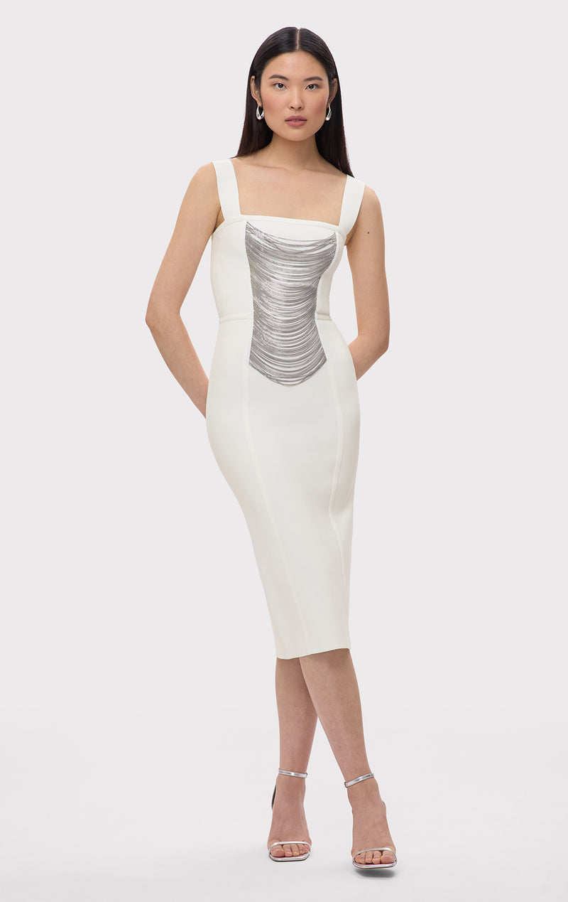 The Francesca Dress - Alabaster, S, by Herve Leger The Francesca Dress - Alabaster, S, by Herve Leger