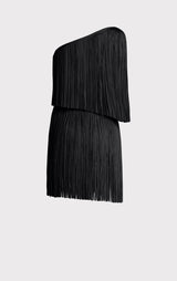 ONE SHOULDER MINI FRINGE DRESS