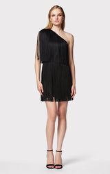 ONE SHOULDER MINI FRINGE DRESS