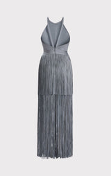 STRAPPY HALTER FRINGE GOWN