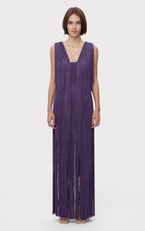 PLUNGING FRINGE GOWN