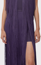 PLUNGING FRINGE GOWN