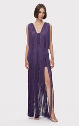 PLUNGING FRINGE GOWN