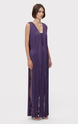 PLUNGING FRINGE GOWN