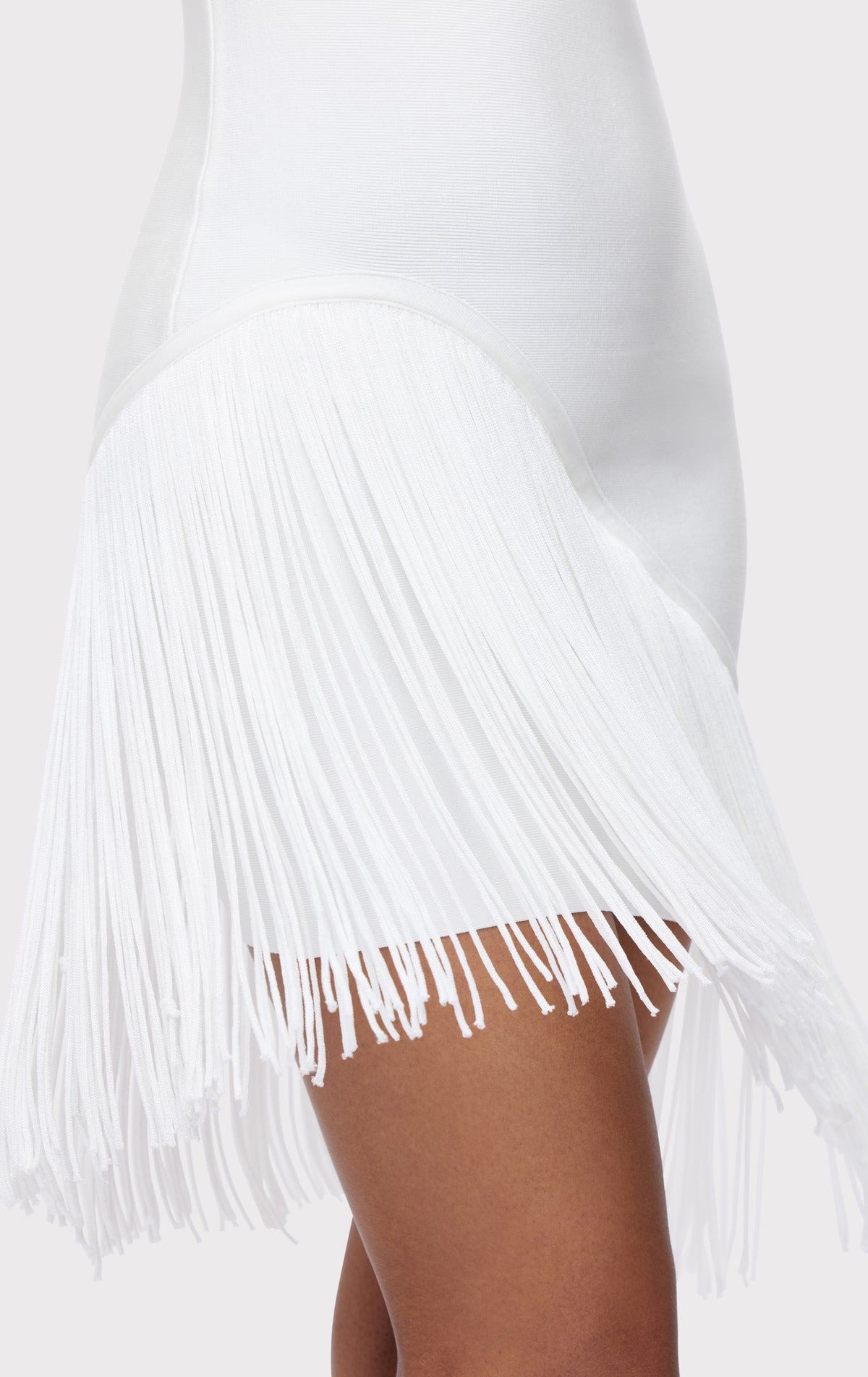 Herve leger white fringe dress hotsell