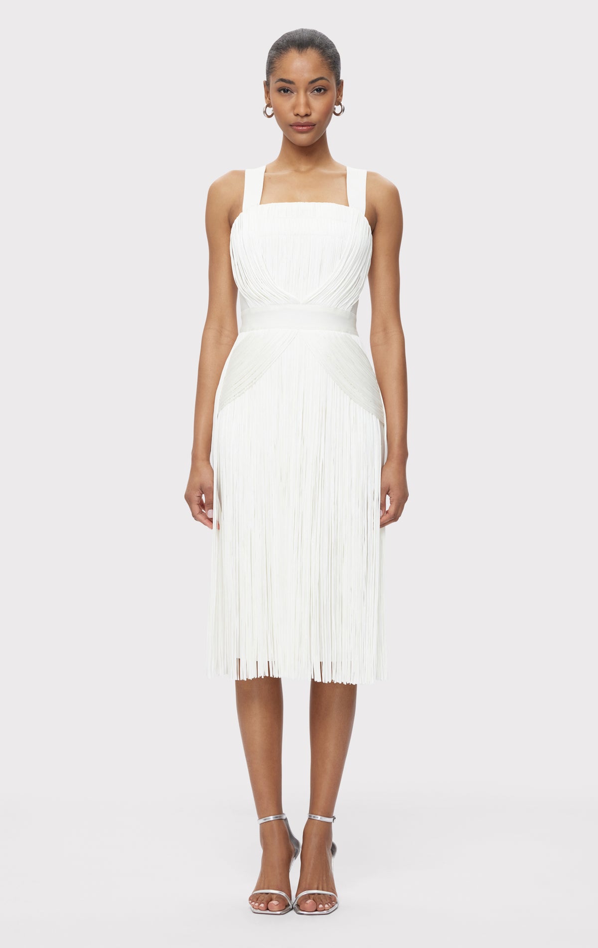 Herve leger white fringe dress hotsell