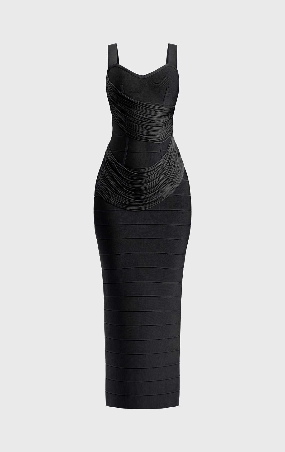 blue dress for baby girl Herve Leger Women's The Autumn Fringe Bandage Gown - Black