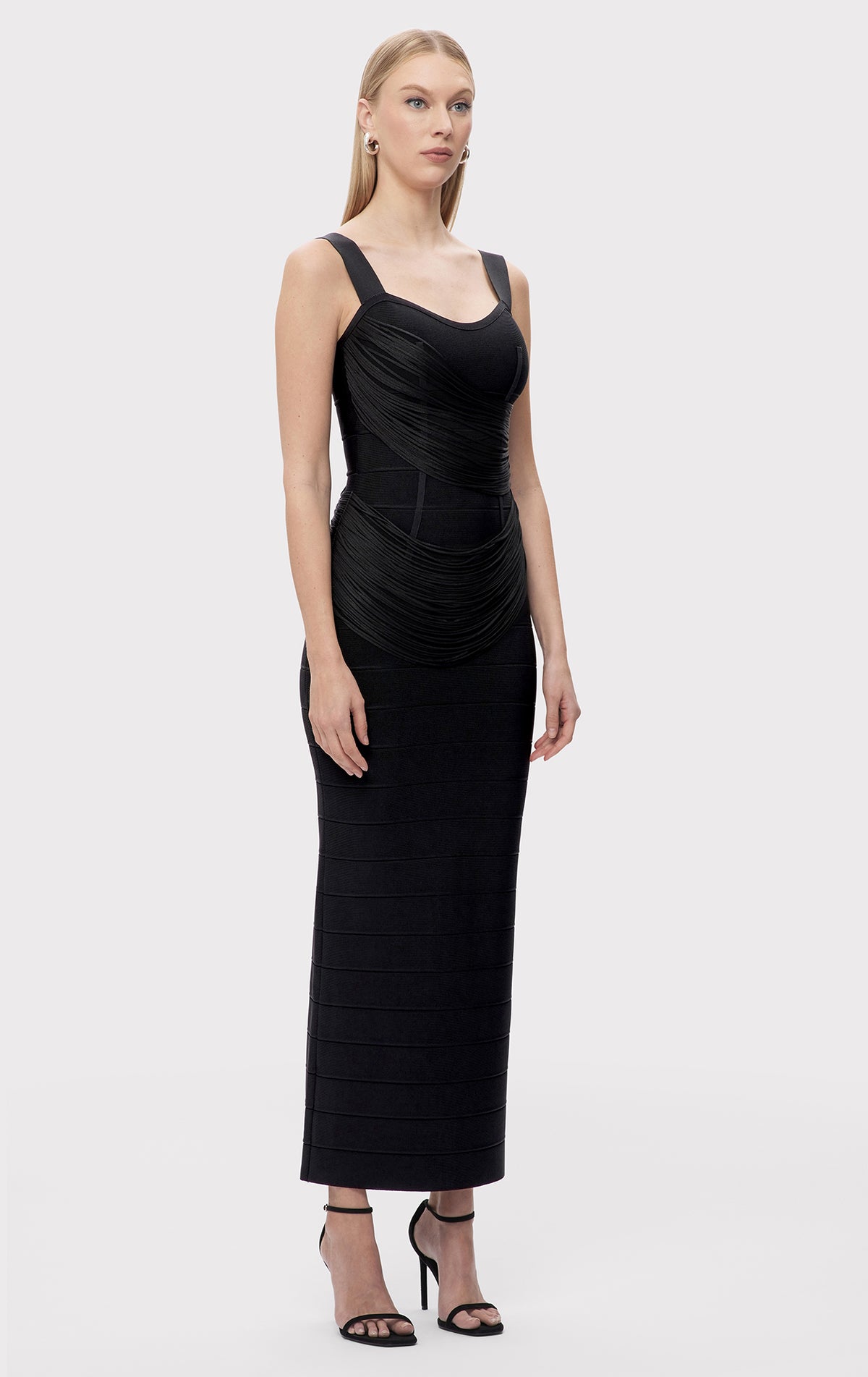 blue dress for baby girl Herve Leger Women's The Autumn Fringe Bandage Gown - Black