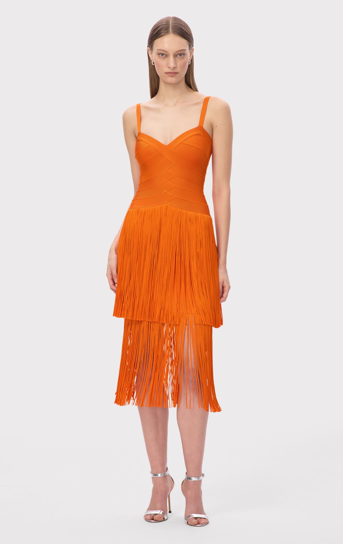 Herve Leger Women's The Georgia Dress - Orange - Size Xs