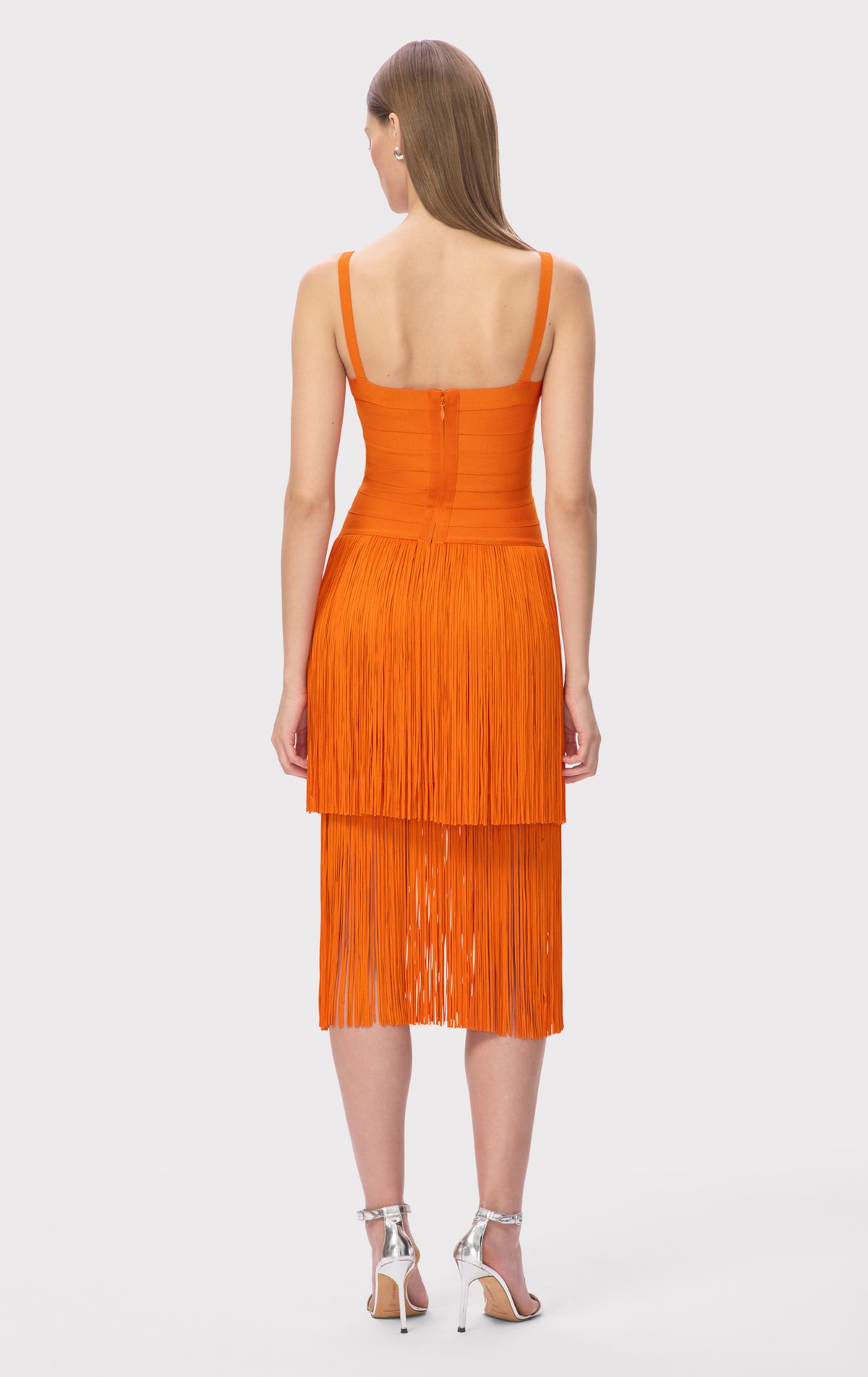 herve leger green fringe dress @bethennyfrankel wore a green fringe @herveleger Contour Bust Wide Strap  Fringe Gown in Cypress while attending the Sports Illustrated Swimsuit  Party in NYC. Hot! Or Hmm..?, : @jpasc24 ,