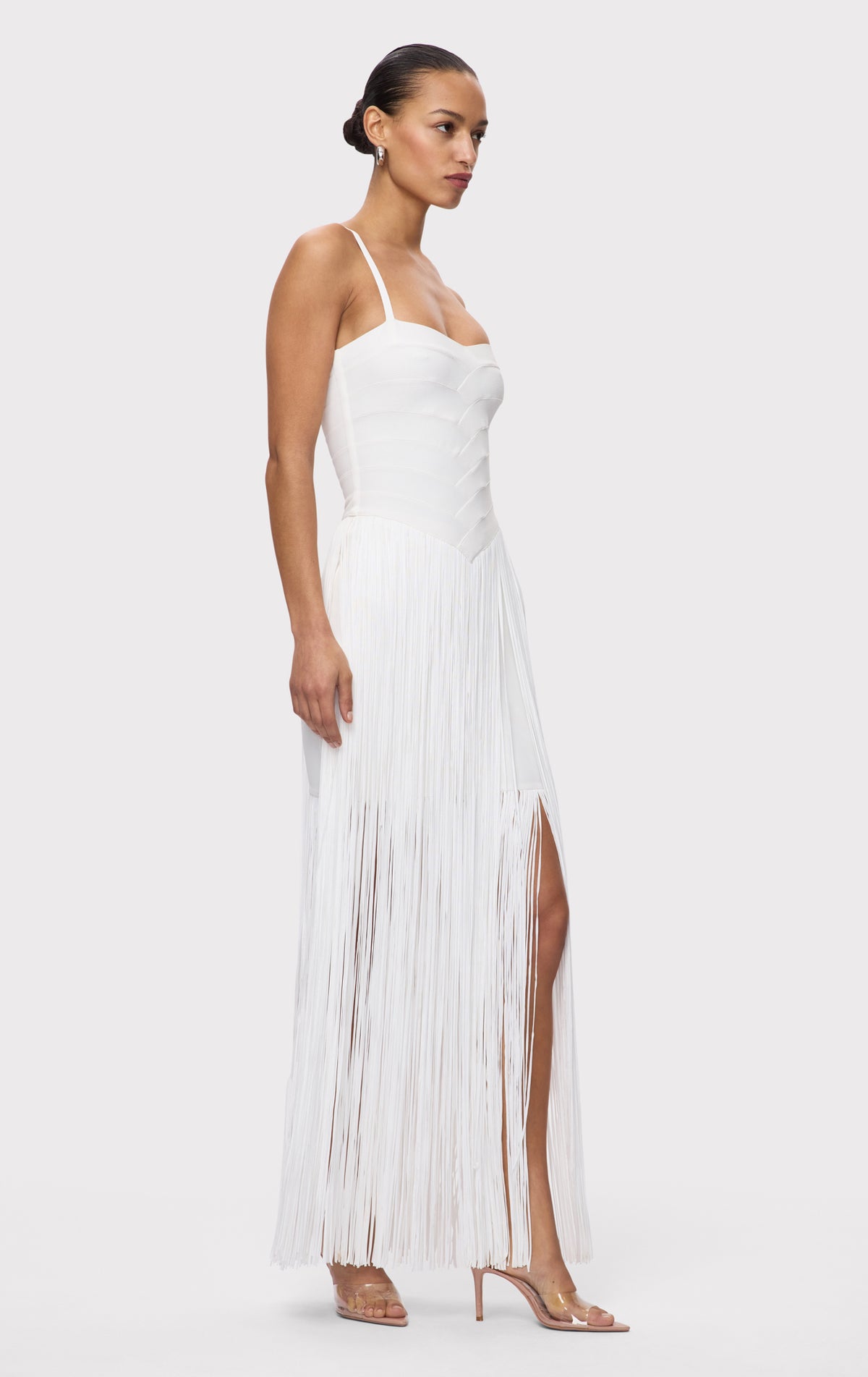 white alabaster bridesmaid dress Tina Holly Couture BA306 Alabaster French Satin Off Shoulder Mermaid Dress Alabaster / 2 AUS