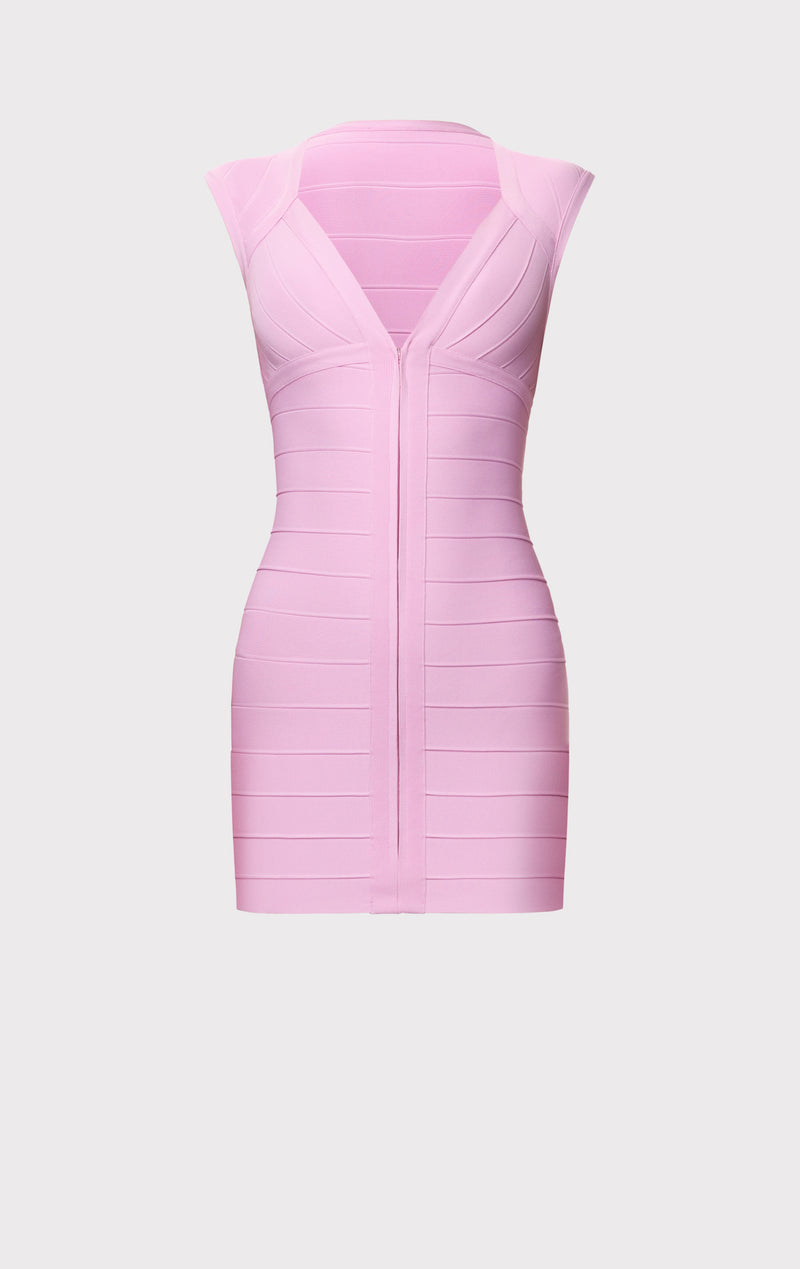open lace back dress Herve Leger Long Pink Bandage Dress