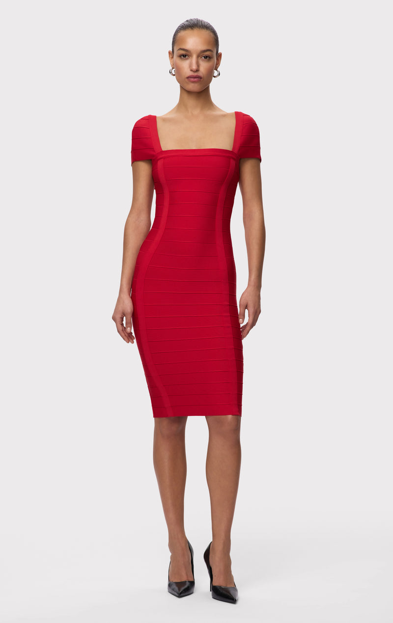 Herve Leger Women's The Premiere Dress - Red - Size XXS - Chili Herve Leger Women's The Premiere Dress - Red - Size XXS - Chili