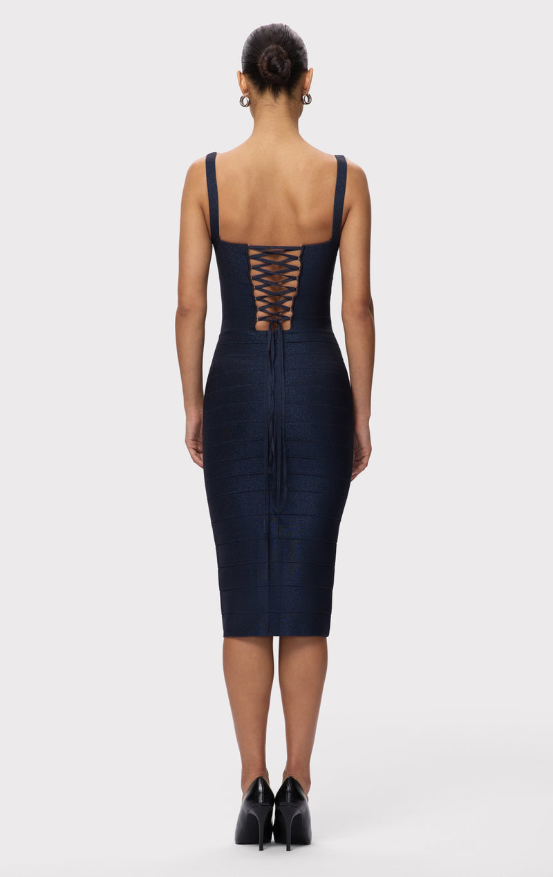The Lurex Neri Dress - Storm, XL, by Herve Leger