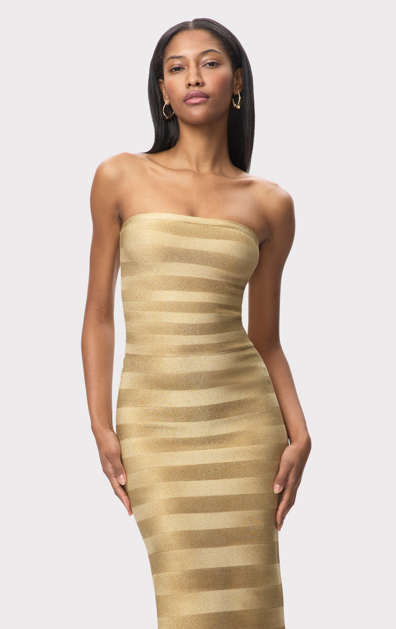 nia bodycon dress NIA Marcello Strapless Bodycon Midi Dress