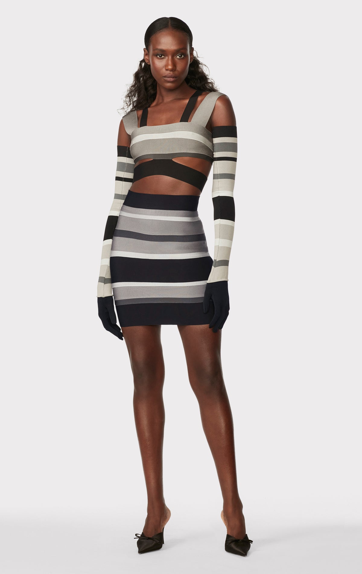 STRIPED BANDAGE CUTOUT CROP TOP – HERVÉ LÉGER