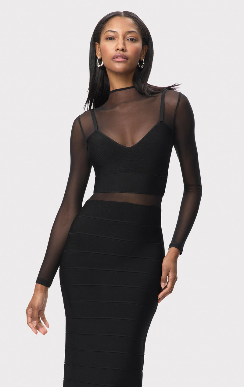 noelle mesh dress SEROYA Noel Off Shoulder Mesh Midi Dress
