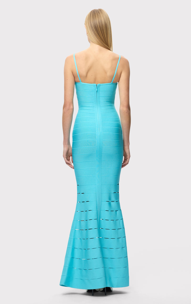 herve leger blue bandage dress THE ELORA GOWN – HERVÉ LÉGER Dark Grey A Line SIZE:12/14Y (38) The After Party Dress African attire for women