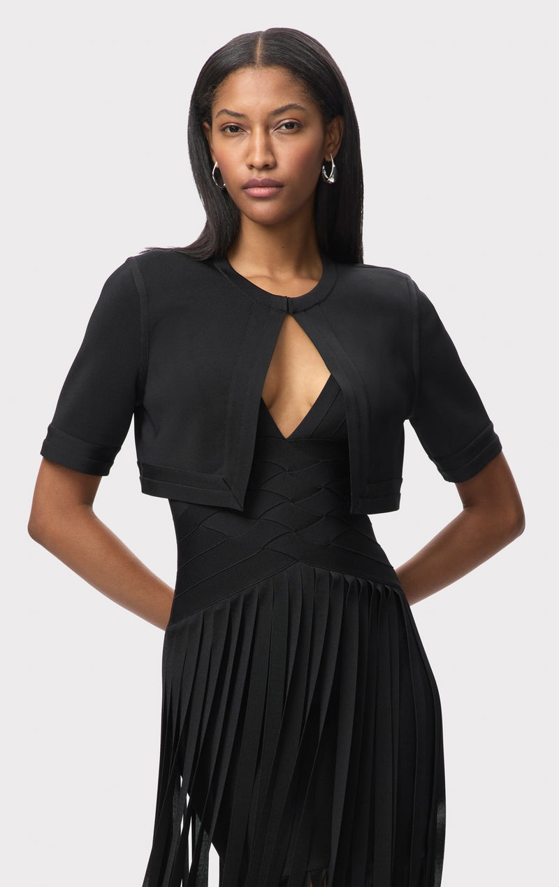bolero for cocktail dress Andrea & Leo CDA1076 Prom Long Strapless Formal Bolero Cape Dress