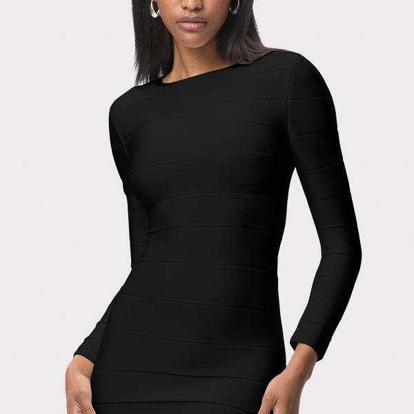 Herve Leger Icon Mini Sheath Dress, Black M