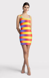 RAINBOW BANDAGE SCOOP TANK MINI DRESS