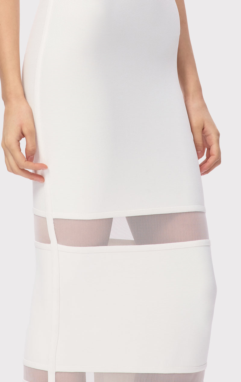 herve leger white mesh dress Herve Leger Crew Neck Mini Dress - White Dresses, Clothing - HEV99368