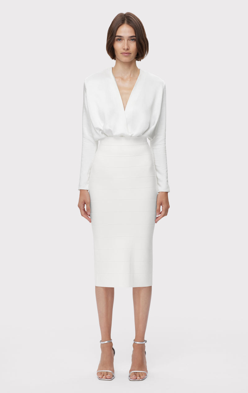 Herve Leger Icon Bandage Pencil Women Skirt - Alabaster Herve Leger Icon Bandage Pencil Women Skirt - Alabaster