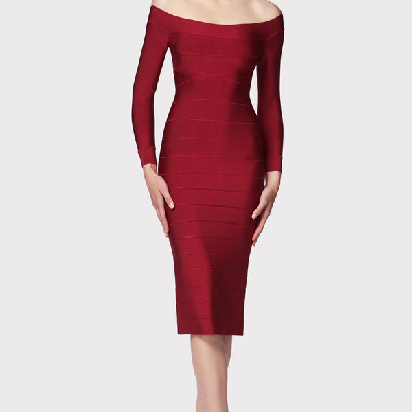 ICON SCOOP NECK MIDI DRESS – HERVÉ LÉGER