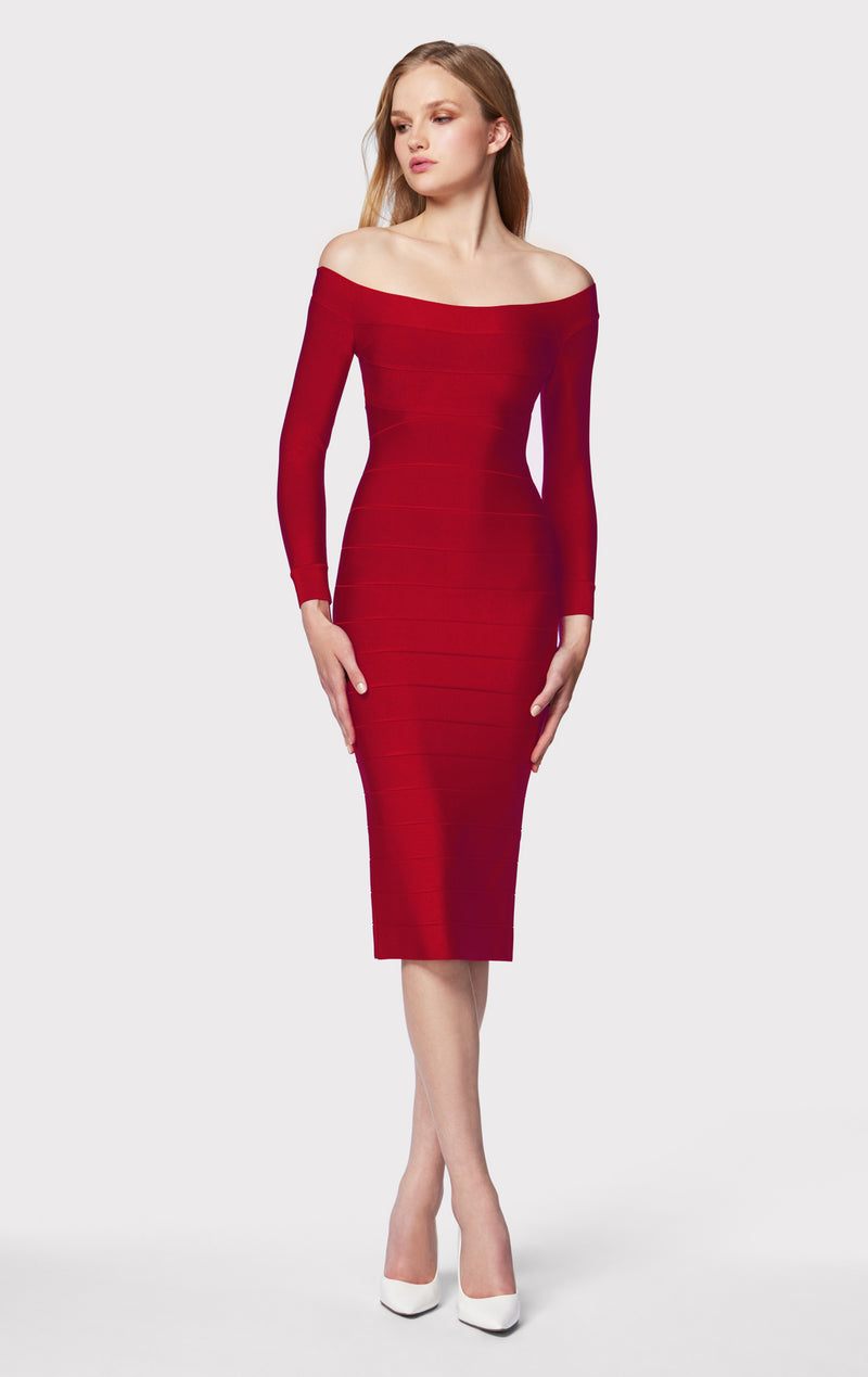 ICON SCOOP NECK MIDI DRESS